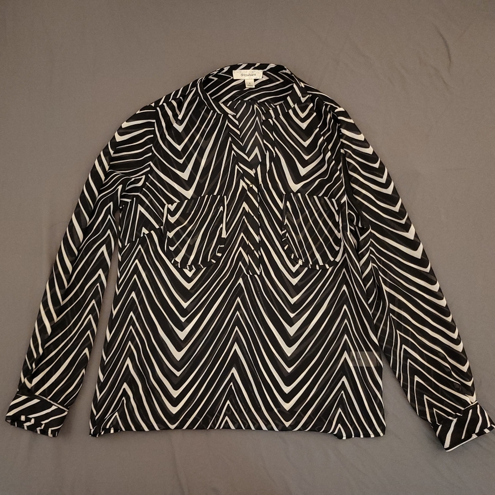 dressbarn | Black and White Striped Blouse S